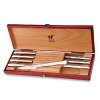 Eight stainless steel steak knives in a beautiful wood gift box by J.A. Henckels, a name synonymous for unsurpassed quality and craftsmanship.