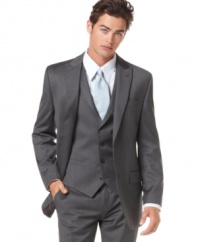 Update your collection of classic, fine-tailored suits with this timeless gray jacket.