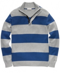 Bold stripes make a big statement. Let this sweater from DKNY Jeans will be your seasonal staple. (Clearance)