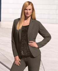 Calvin Klein's plus size one-button jacket is a must-have for sophisticated office style-- complete the suit with the matching pants.