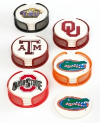 Say cheers and cheer on your alma mater with Thirstystone Collegiate drink coasters. This smart design soaks up spills and condensation to keep your table ring- and drip-free at football parties, reunions and more.