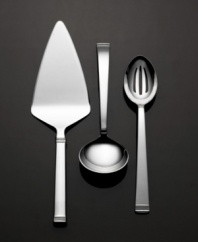Sculptural and sensuous serving pieces from Vera Wang: the pie server, gravy ladle and pierced serving spoon in 18/10 stainless steel.