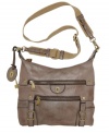 Distressed, with brasstone hardware, the Emilia bag combines chic vintage style with the trendy crossbody silhouette.