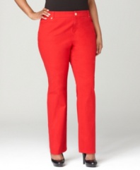 Brighten up your bottoms with Style&co.'s plus size slim leg pants, crafted from the season's hottest hues.