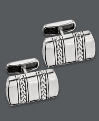 The perfect accent piece for his favorite work shirt. These sophisticated men's cuff links features a chic braided design set in sterling silver. Approximate length: 9/10 inch. Approximate width: 1/2 inch.
