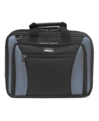The cutting-edge of travel convenience. This laptop bag from Kenneth Cole Reaction is certified Checkpoint Friendly, so you won't have to remove your computer for airport security. That means everything inside -- from the padded laptop compartment to the two-file divider -- stays safe and secure at all times. Limited lifetime warranty.
