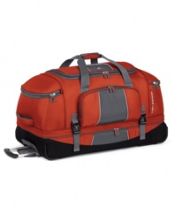 The perfect package combines ample space to pack all of your must-haves with an easy-to-maneuver guarantee. Built lightweight with a large U-shaped main compartment and a drop bottom lower compartment for shoes or folded clothes, this rolling duffel offers endless packing possibilities that don't weigh you down. 5-year warranty. (Clearance)