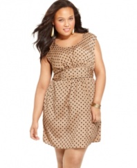 Score spot-on style with Soprano's sleeveless plus size dress, accentuated by a banded waist.