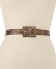 With a thin design and fierce snake detail, this Nine West Belt spices up your business casual look.