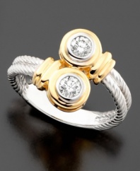 A lovely embrace with two beautiful round-cut diamonds (1/3 ct. t.w.) set in 14k yellow and white gold.