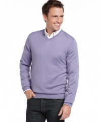 A classic v-neck sweater from Izod is the perfect layering item for the season. (Clearance)