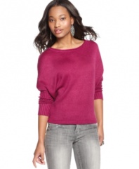 Add a cool design to your stockpile of sweaters with this dolman sleeve style from Planet Gold!