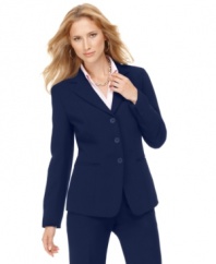 Suit up in style with Jones New York's triple button petite blazer and a pair of matching pants.