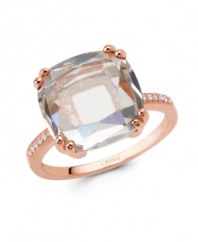 Prismatic perfection. This elegant and truly unique style from CRISLU highlights an open-cut square cubic zirconia (14-7/8 ct. t.w.) that frames an 18k rose gold over sterling silver setting accented by micro-pave set cubic zirconias. Size 7.