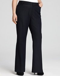 Styled like your favorite jeans, these Tahari Woman Jordan pants are rendered in sharp gabardine with a sleek flared leg for everyday elegance.
