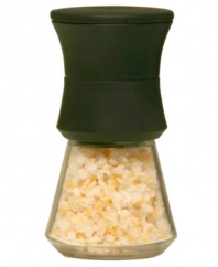 Perk up meals with freshly ground garlic salt! Explore flavors by filling this ceramic with other salts and spices, like pepper and flax seed. The convenient wide-mouth glass design is easy to fill and makes meals delightfully delicious. Lifetime warranty.