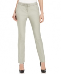 Charter Club's pants makes for a flawless figure with their skinny-leg silhouette, designed with a slimming tummy panel and completed with a belt.