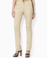 Designed for comfort and a flattering fit, these classic petite pants are distinguished by a sleek silhouette with a chic, elongated straight leg, from Lauren by Ralph Lauren.