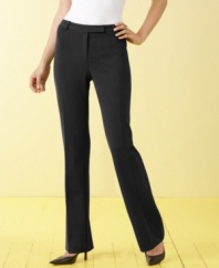 A slimming tummy panel lends a flattering silhouette to Charter Club's petite work-perfect pants.