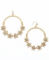 Delicately dramatic. Robert Rose's romantic hoop earrings feature acrylic pearl flowers and sparkling glass accents. Set in gold-plated mixed metal. Approximate diameter: 1-1/2 inches.