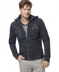 Stay ahead of the style curve with this light weight hooded jacket from X-Ray.