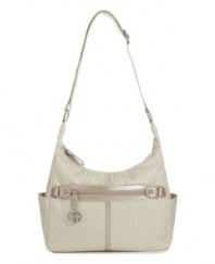 Giani Bernini's signature jacquard fabric adorns this gracefully shaped bag for a look of timeless sophistication.