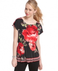Score picturesque style with this floral print top from BCX that's figure-flattering too, thanks to the smock waist!