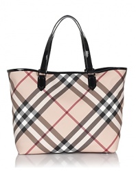 Burberry's roomy and versatile coated canvas tote bag in the brand's iconic check print with leather trims.