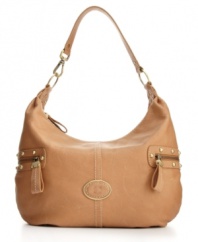 Trapunto stitching and gunmetal dome studs add an edgy-chic dimension to this curvy hobo from Giani Bernini.