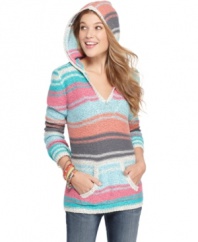 A bounty of soft color stripes make this Baja-style hoodie from American Rag the perfect pullover for laid-back days!