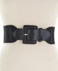 Accentuate your waistline with this trendy stretch belt by Style&co featuring a faux leather buckle and waist-cinching fabric body.
