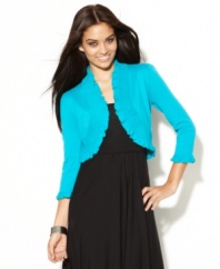 INC's petite cardigan makes a great top layer for any outfit! The ruffled details give this shrug a charming touch.