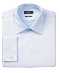Nothing can beat a classic. Clean up your act with this solid white shirt from BOSS by Hugo Boss.