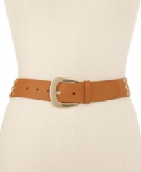Create a new style foundation with this classic pebbled leather belt from MICHAEL Michael Kors. Industrial hardware at the sides add a modern touch.