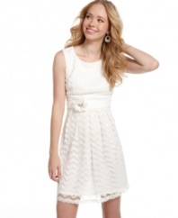 BCX unites a chic, chevron pattern with a classic silhouette on this party dress that sports tons of sweet style!