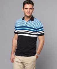 Follow the lines straight to the weekend. This Tommy Hilfiger polo shirt is ready for a little R&R.