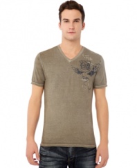 Why be plain when you can rock this standout V-neck tee from Buffalo David Bitton?