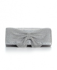Classic with a hint of edge, this metallic mesh evening clutch by Jessica McClintock will have them talking. An oversized bow decorates front while a concealable strap offers an alternative carrying style.