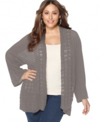 Play up the pretty pointelle knit on Style&co.'s plus size cardigan by pairing it with a colorful tank top or turtleneck!