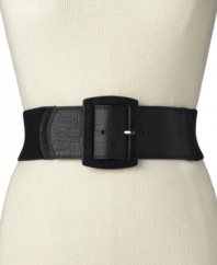 Flaunt your figure with this curve-creating stretch belt by Calvin Klein