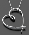 A symbol of love and encouragement. This heartening pendant is crafted in sterling silver and inscribed with the message, May happiness touch your life as warmly as you have touched the lives of others. Approximate length: 18 inches. Approximate drop: 1 inch.