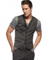 Mix-and-match your look from casual to refined with dress and t-shirts underneath this stylish vest from INC International Concepts.