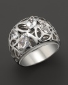 A bold sterling silver ring set with faceted rock crystals. By Di MODOLO.