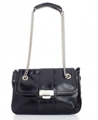 Just as the name suggests, you can't go wrong with this glossy style by Nine West. Double chain straps and subtle nailhead detailing add unique charm to this undeniably stylish shoulder bag.
