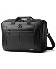 A bag that minds your business... for you! Even more room for everything you need when working away from home with a front organizer panel, quick stash feature and padded laptop compartment. You'll never have to worry about tight squeezes or over-packing, this brief offers space for all of the tech accessories you need. 3-year warranty.