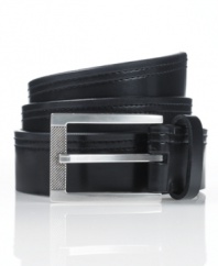 Polish off a dressed up look with this smooth leather belt from Sean John for the perfect finishing touch with a little hint of texture.