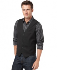 Get in vest. Whether you're getting your weekend look up to speed or your dress look something special, this vest from Perry Ellis is the missing piece.