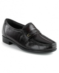 Men's loafers style that's designed to walk a mile (or two). This pair of men's dress shoes has an easy-care leather upper and lining with long-wearing polyurethane outsoles that go the distance.