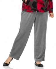 Lounge in the lavish comfort of On Que's plus size active pants, crafted from plush velour. (Clearance)