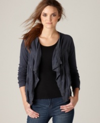 This easy open front cardigan has a dash of sparkle for a bit of edge, from DKNY Jeans.